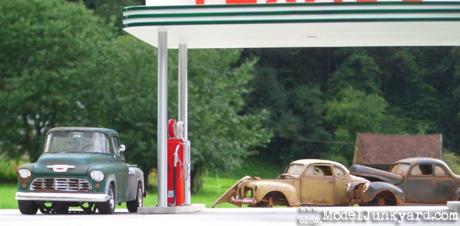 TEXACO GAS STATION 55 CHEV FORD COUPE 